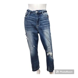Judy Blue Straight Fit Distressed Blue Jeans Size 13/31